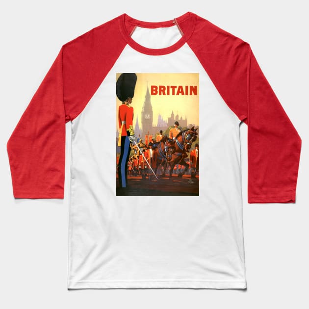 Vintage Travel Poster, the King's Guard on Horses Baseball T-Shirt by MasterpieceCafe